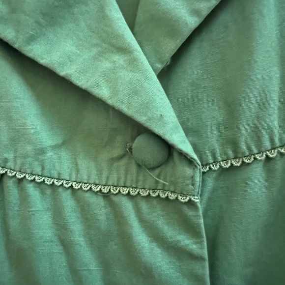 Vintage Forever Green Cotton Fit and Flare Dress 50s Inspired Tie Waist - Picture 7 of 9